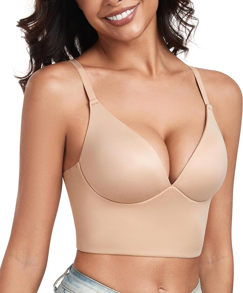 DotVol Women's Plunge Comfortable Pullover Bras Lightly Padded Wirefree Everyday Bra | Amazon (US)