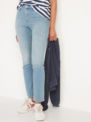 High-Waisted Light-Wash Straight-Leg Jeans for Women | Old Navy (US)