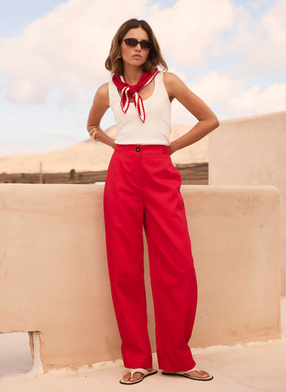 Red Wide Leg Utility Trousers | Mint Velvet