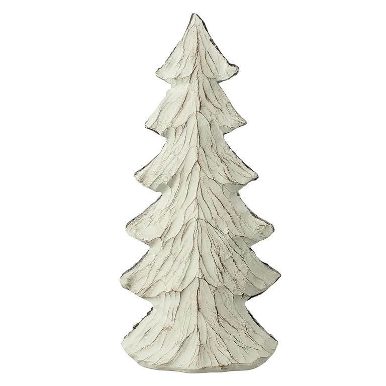Small Rustic Distressed Off-White Polyresin Tree Tabletop Décor, 8.25 in, by Holiday Time | Walmart (US)