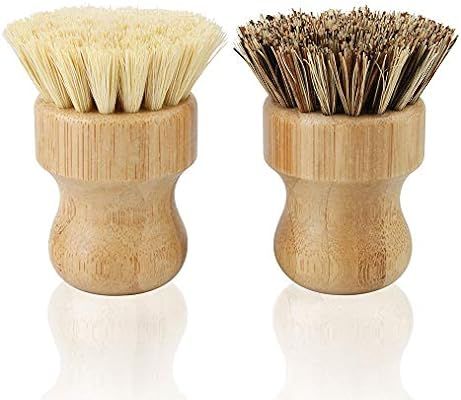 2 Pack Bamboo Dish Scrub Brush, Picowe Natural Scrub Cleaning Brush Vegetable Brush for Dishes Ca... | Amazon (US)