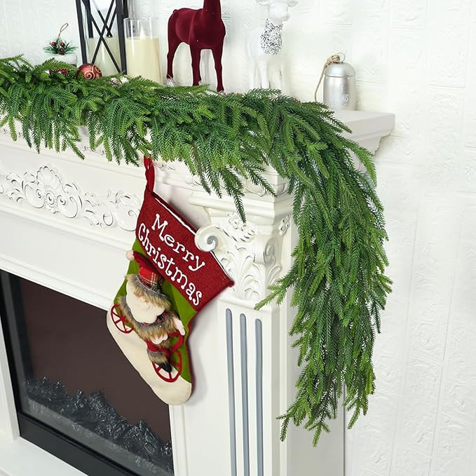 5Ft Christmas Cedar Garland for Staircase Real Touch Droopy Bendable Lifelike Faux Xmas Garlands ... | Amazon (US)