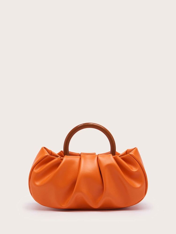 Minimalist Snap Button Ruched Bag | SHEIN