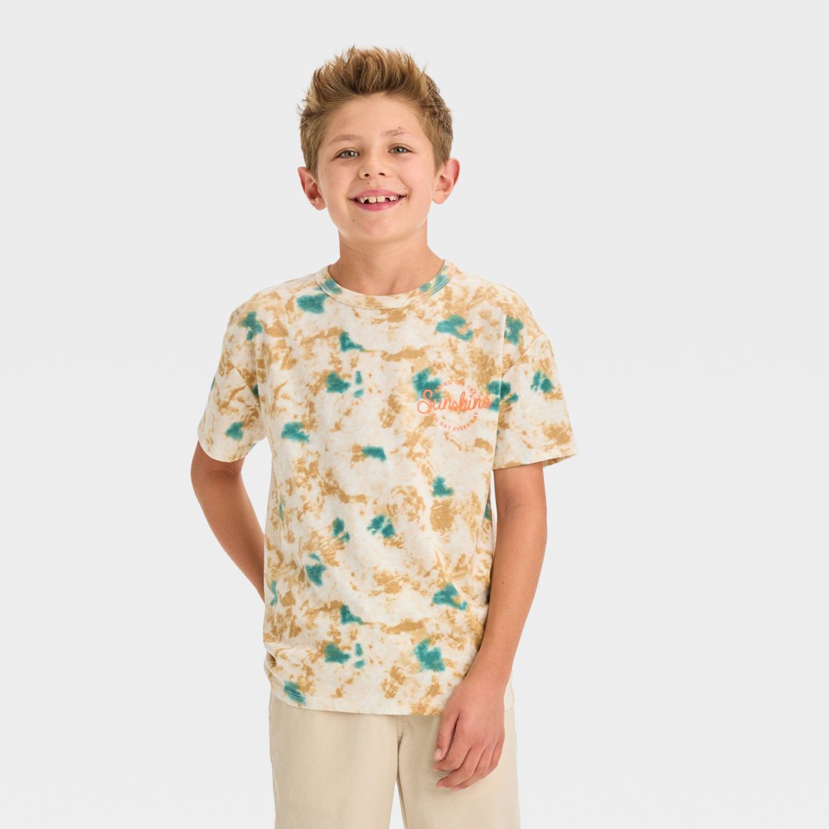 Boys' Short Sleeve Tie-Dye 'Bring the Sunshine' Graphic T-Shirt - Cat & Jack™ Cream | Target