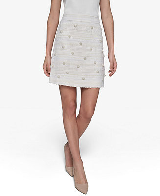 KARL LAGERFELD PARIS Women's Embellished Tweed Skirt - Macy's | Macy's