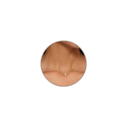 HERIER Cross Necklace for Women, Dainty 14K Gold plated Cute Small Cross Pendant Necklace Simple Gold Cross Necklaces Gold Jewelry for Women Trendy | Amazon (US)