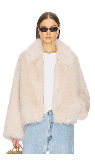 Erin Faux Fur Jacket in Cream | Revolve Clothing (Global)