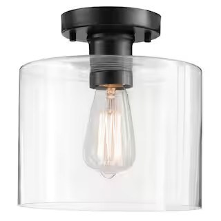 Westbrook 8 in. 1-Light Matte Black Flush Mount | The Home Depot