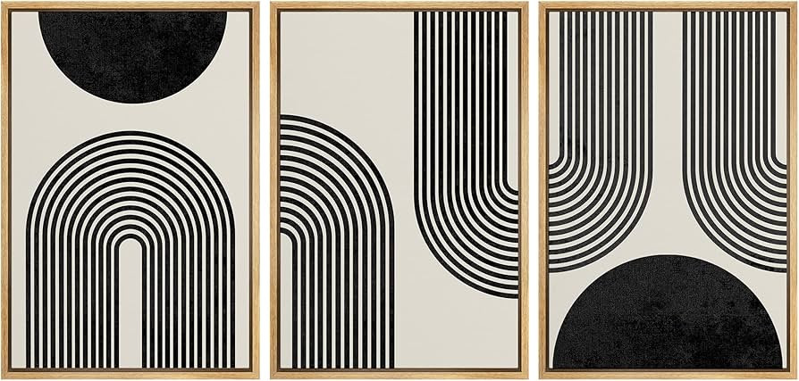 SIGNLEADER Framed Canvas Print Wall Art Spiral Parabolas & Solid Semi Circle Geometric Shapes Dra... | Amazon (US)