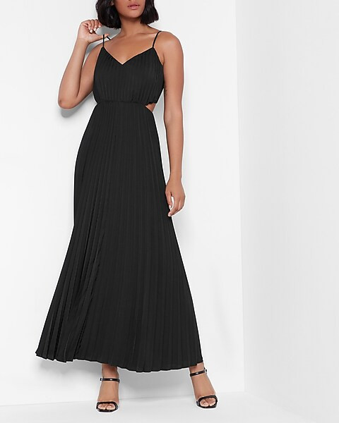 Pleated Side Cutout Maxi Dress | Express