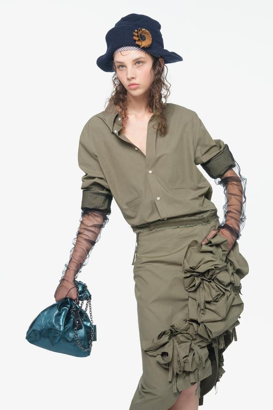 LIMITED EDITION TRI-CHIC SMALL LEATHER BAG - Green - ONE SIZE ONLY | Zara US