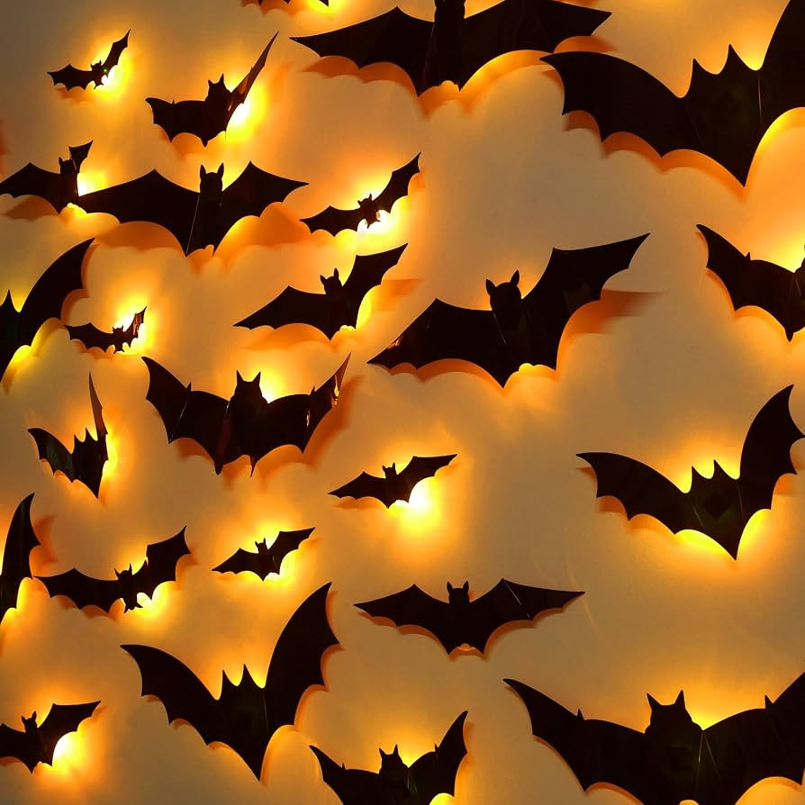 DR.DUDU 36 Pack Light Up Bats Halloween Decorations, Orange | Amazon (US)