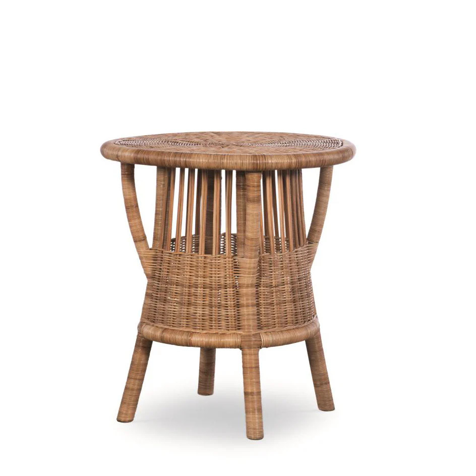 Round Wicker and Rattan Side Table | Blue Print