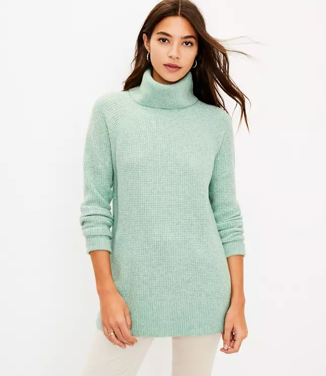 Waffle Cowl Neck Tunic Sweater | LOFT | LOFT