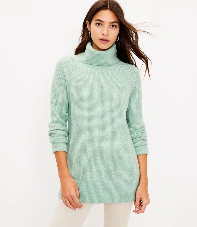 Waffle Cowl Neck Tunic Sweater | LOFT | LOFT