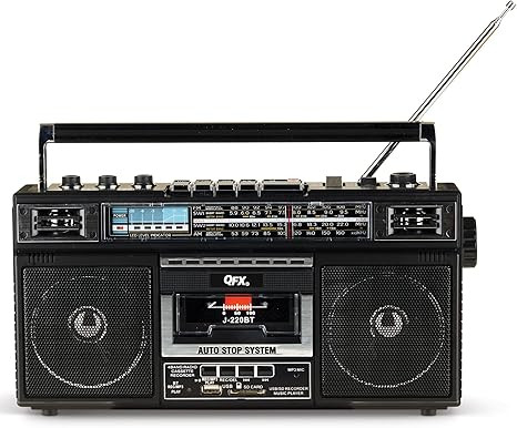QFX J-220BT Boombox MP3 Conversion from Radio to Cassette with 4-Band (AM, FM, SW1, SW2) Radio wi... | Amazon (US)