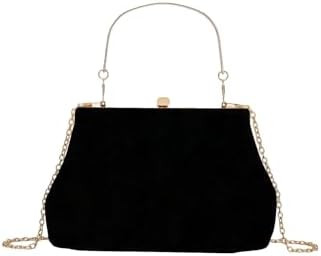 OYOANGLE Women's Kiss Lock Top Handle Solid Evening Bag Chain Shoulder Strap Glamorous Clutch Pur... | Amazon (US)