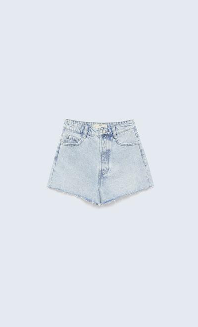 Short en jean taille haute - Denim femme | Stradivarius France | Stradivarius (FR)