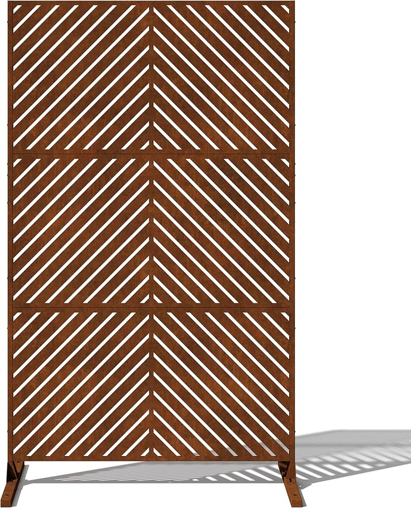 Veradek Corten Steel Outdoor Privacy Screen Series - Arrow Privacy Screen Set w/Stand (85% Privac... | Amazon (US)