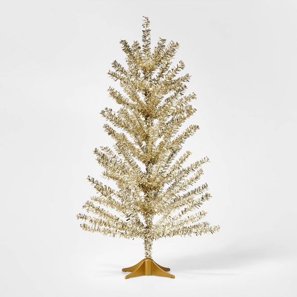 2ft Mini Unlit Tinsel Christmas Tree Champagne Gold - Wondershop™ | Target
