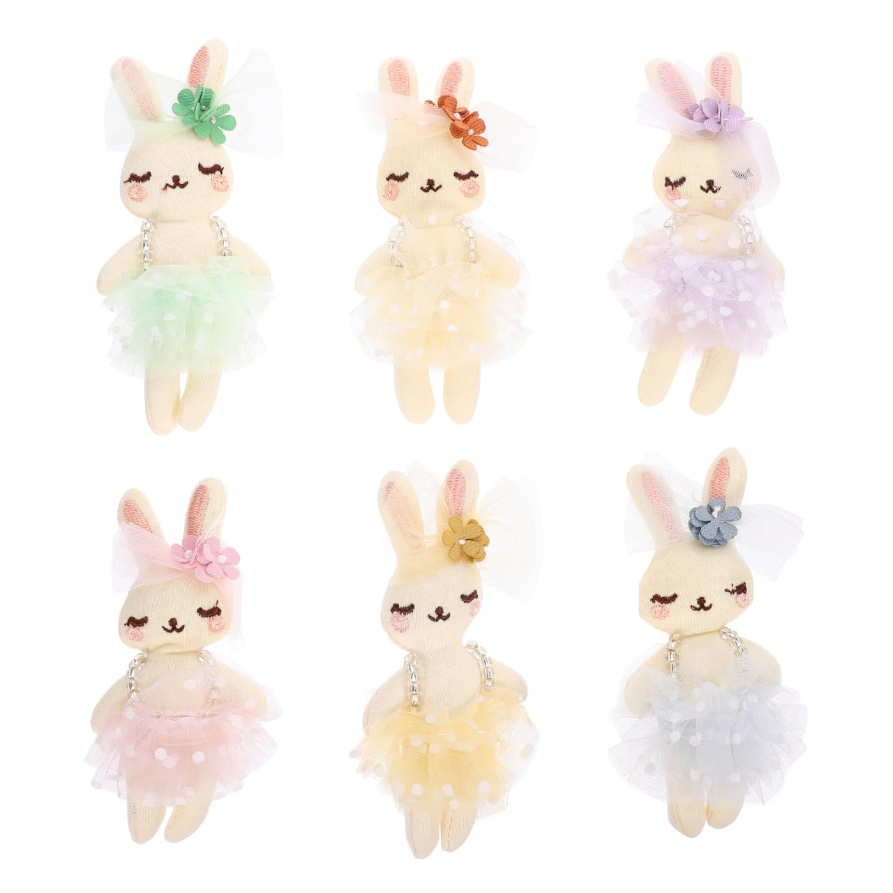 6pcs Small Stuffed Bunnies: Mini Plush Easter Bunny Animals, Rabbit Doll in Gingham Dress - Soft Plush Rabbit Dolls for Kids, Perfect for Easter, Playtime and Decoration | Amazon (US)