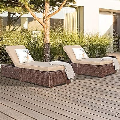 Super Patio Outdoor Chaise Lounge Chair, PE Wicker Rattan Adjustable Pool Lounge Chair, Steel Fra... | Amazon (US)