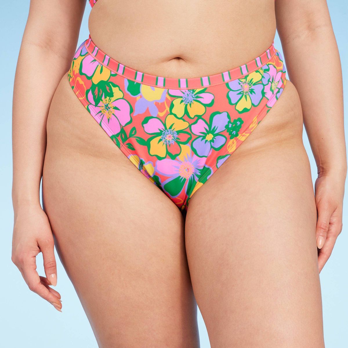 Women's Low-Rise High Leg Cheeky Bikini Bottom - Wild Fable™ Multi Floral Print | Target
