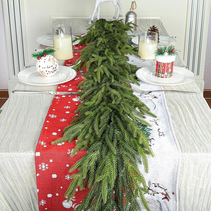 5 Ft Real Touch Garland Christmas Decorations, Natural Droopy,Soft Bendable Christmas Garland, Li... | Amazon (US)