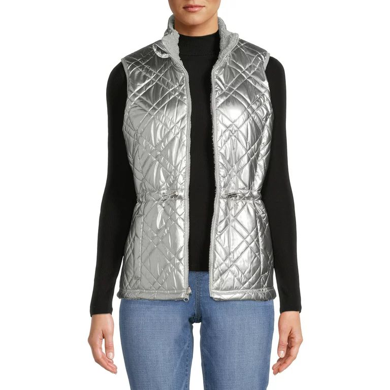 Time and Tru Women's and Plus Reversible Quilted Vest - Walmart.com | Walmart (US)