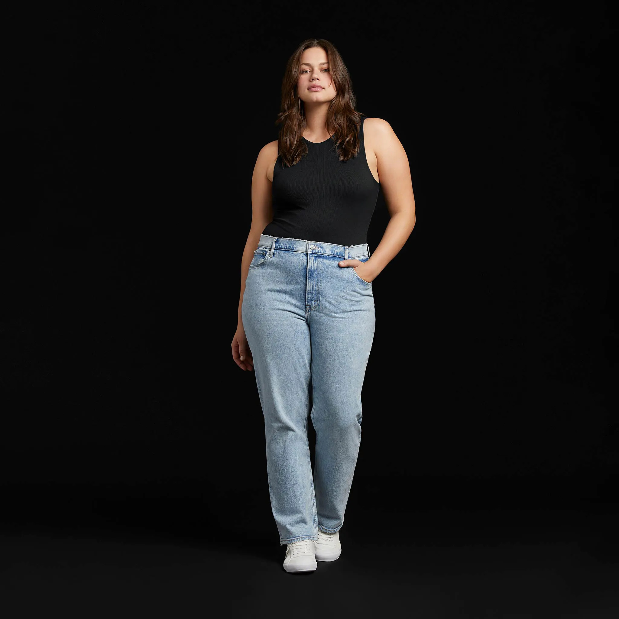 Women's Ribbed Crew Tank Bodysuit | Black - nuuds | nuuds