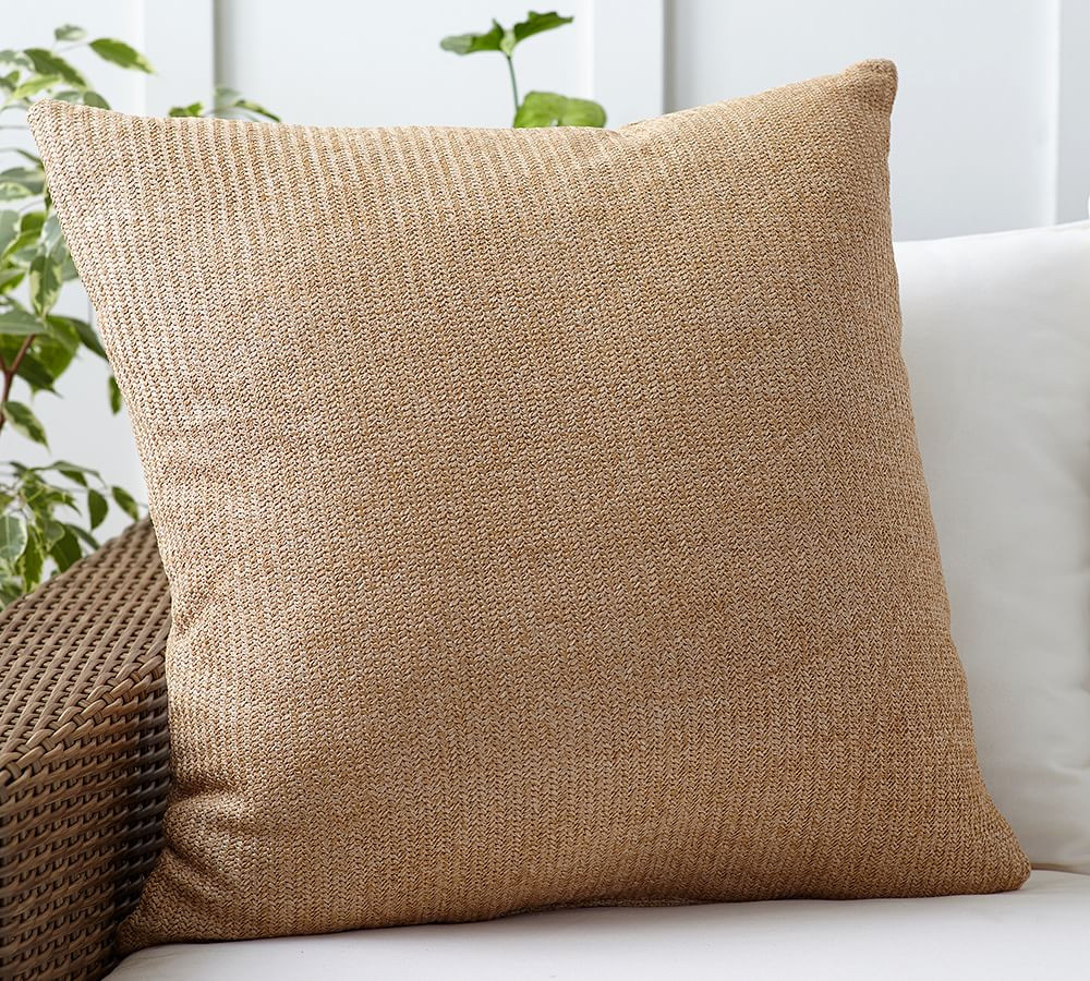 Faux Natural Fiber Indoor/Outdoor Pillow | Pottery Barn (US)