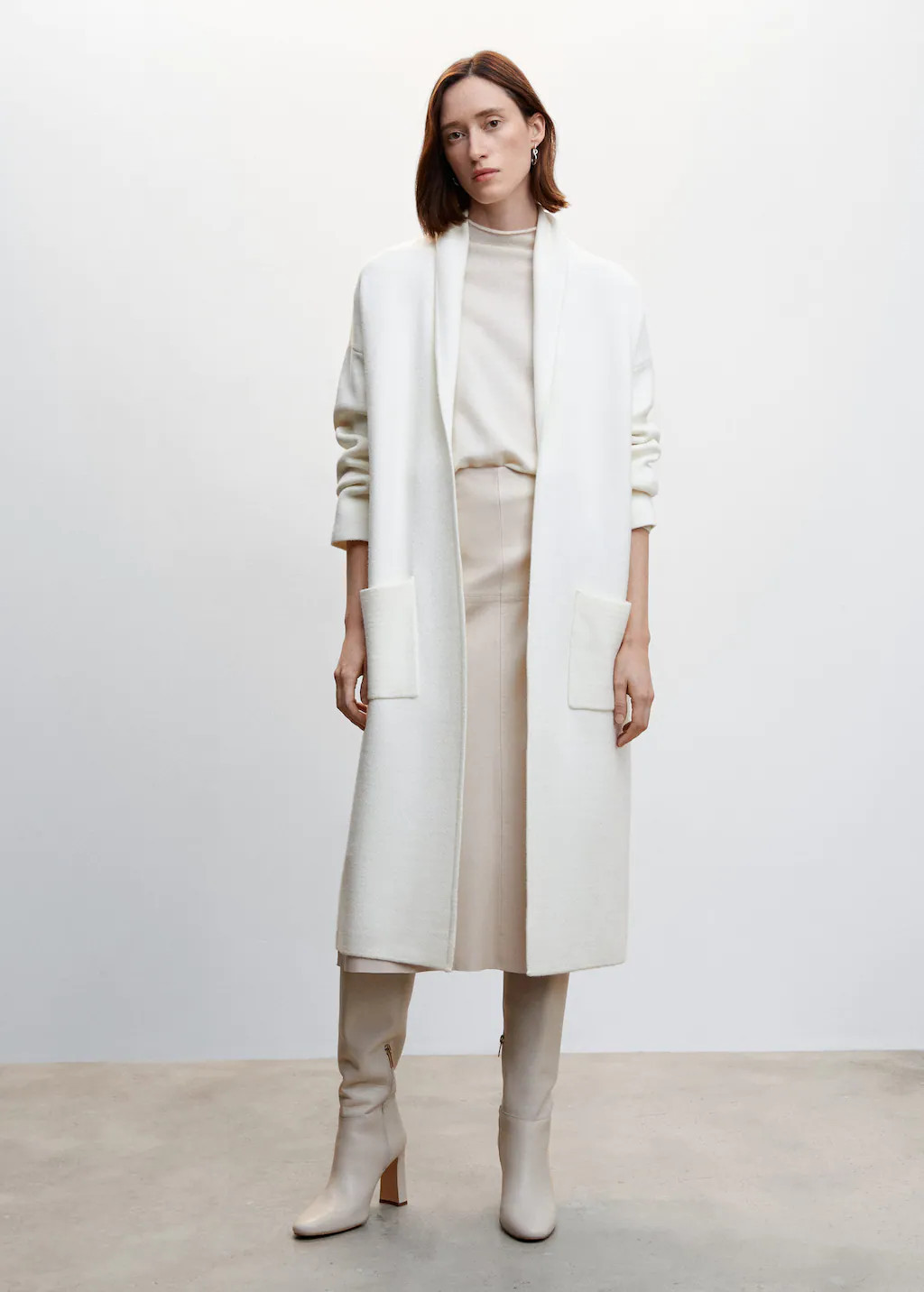 Oversized knitted coat with pockets | MANGO (US)