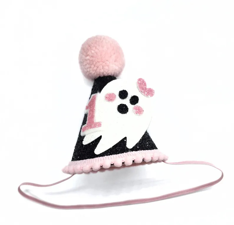 Spooky One Birthday Hat: Black Glitter, Pink Ghost, First Birthday | Etsy (US)