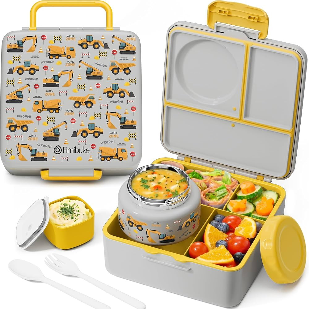 Fimibuke Bento Box for Kids Adult with Thermos, 3-4 Compartment 60OZ Toddler Lunch Box Container ... | Amazon (US)