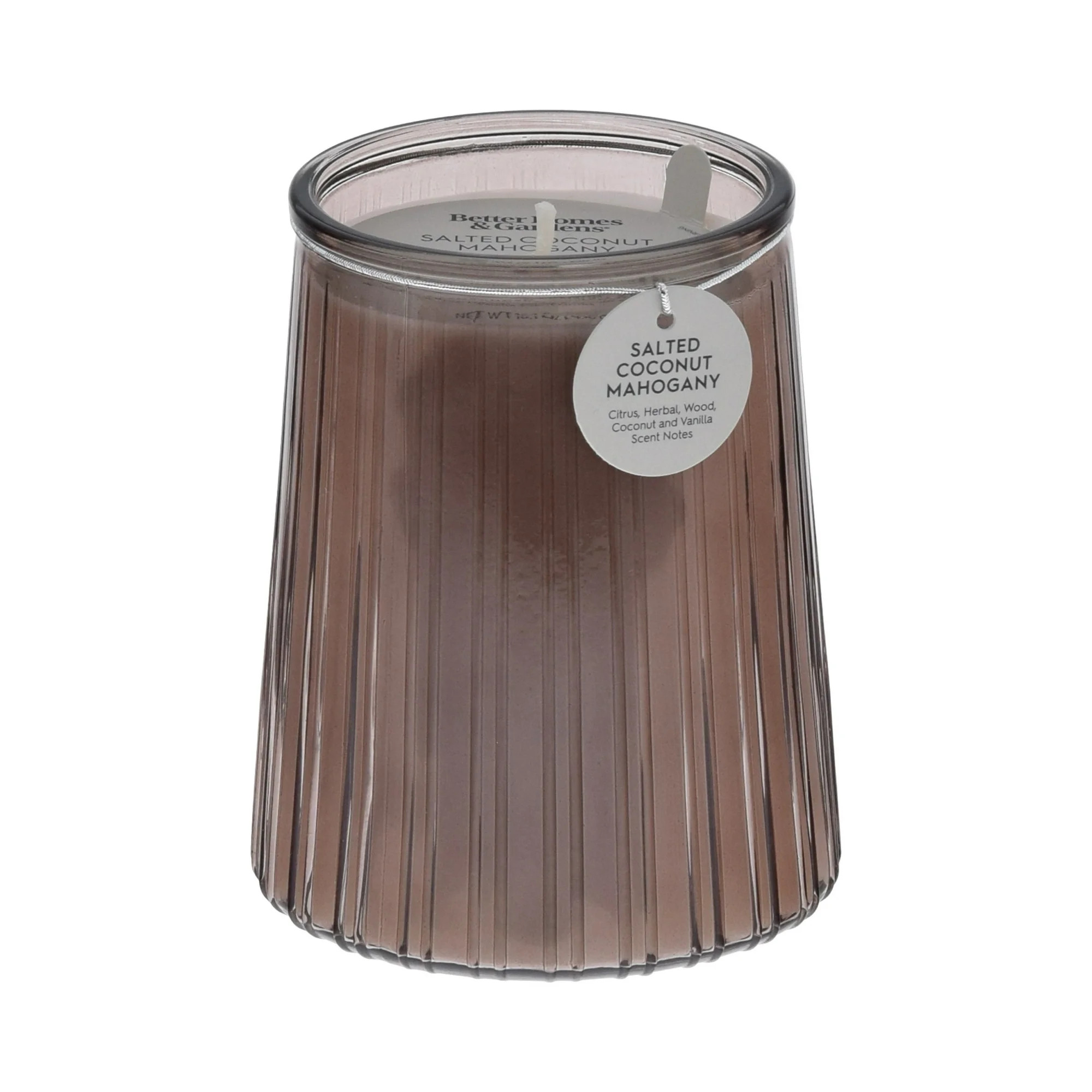 Better Homes & Gardens Salted Coconut Mahogany Scented 1-Wick 16.1oz Ribbed Jar Candle | Walmart (US)