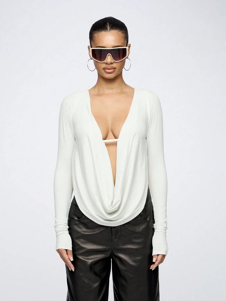 SUMWON WOMEN Top lungo da donna con scollo a capanna profondo e schiena scoperta, adatto per fest... | SHEIN