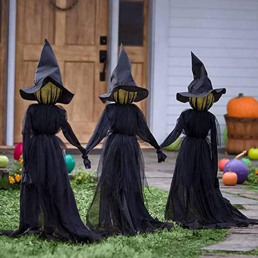 Halloween Decorations Outdoor, 3 Pcs Holding Hands Witches for Outdoor Scary Screaming Witches wi... | Amazon (US)