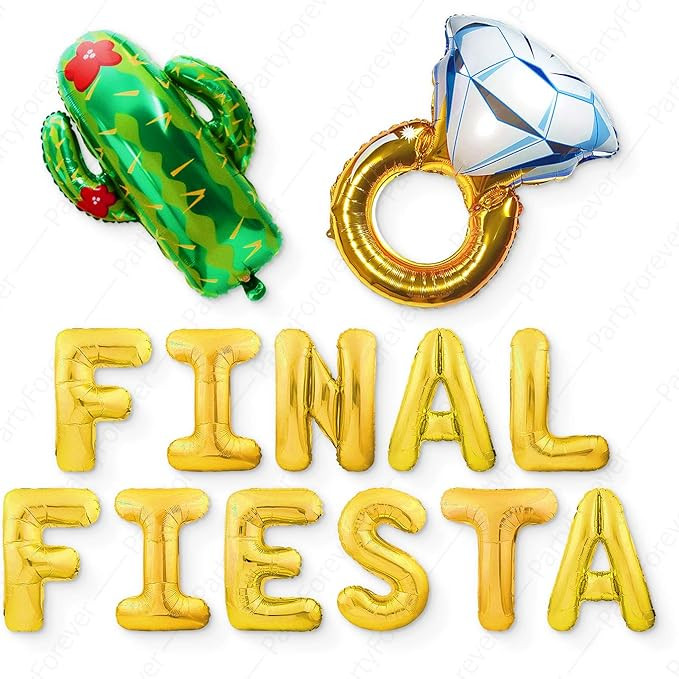 Big Gold Final Fiesta Balloons Bachelorette Party Decorations Kit - Bridal Shower Party Balloons ... | Amazon (US)