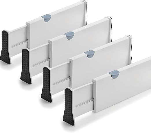 Adjustable Tall Drawer Dividers, 4-Pack, Adjusting Length from 11 Inch - 17 Inch, Drawer Organize... | Amazon (US)