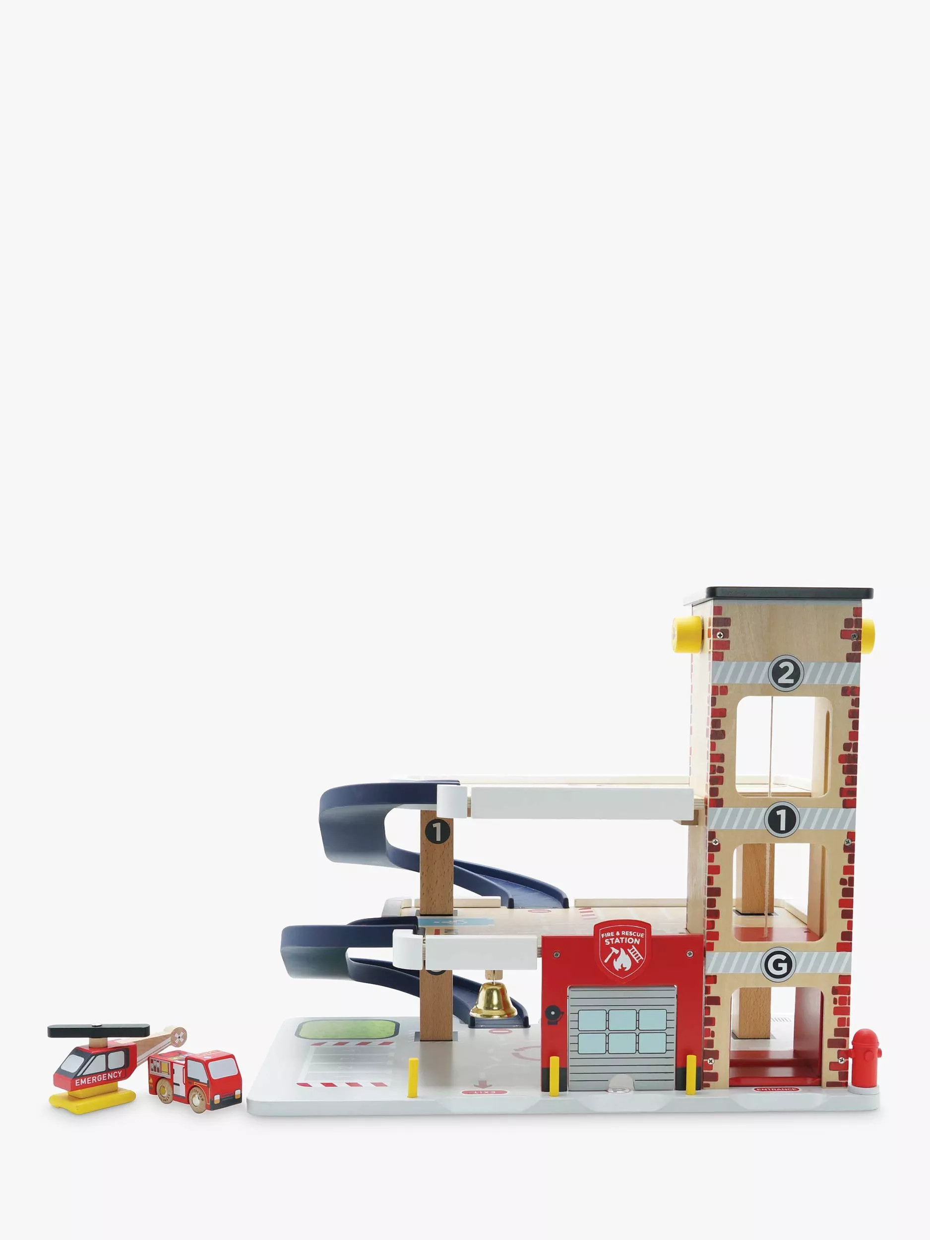 Le Toy Van Fire and Rescue Garage Toy Vehicle Set | John Lewis (UK)