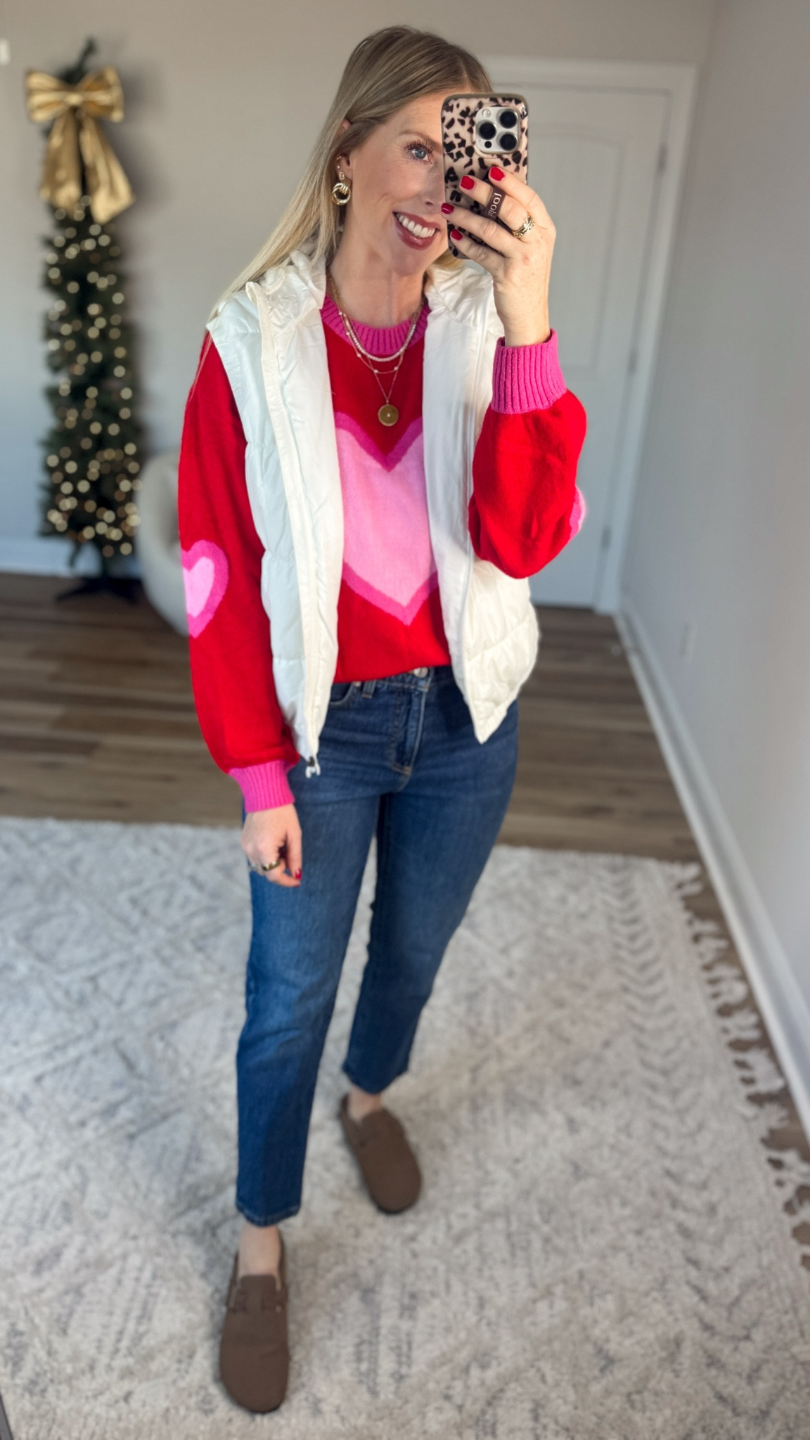 Daily try on, Walmart outfit, Walmart fashion, Walmart try on, heart sweater, white vest 

#LTKFindsUnder50 #LTKootd