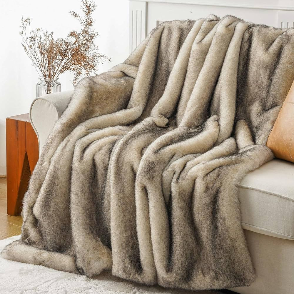 BATTILO HOME Luxury Fluffy Faux Fur Throw Blanket, Cozy Soft Warm Fur Blanket for Couch, Sofa, Ch... | Amazon (US)