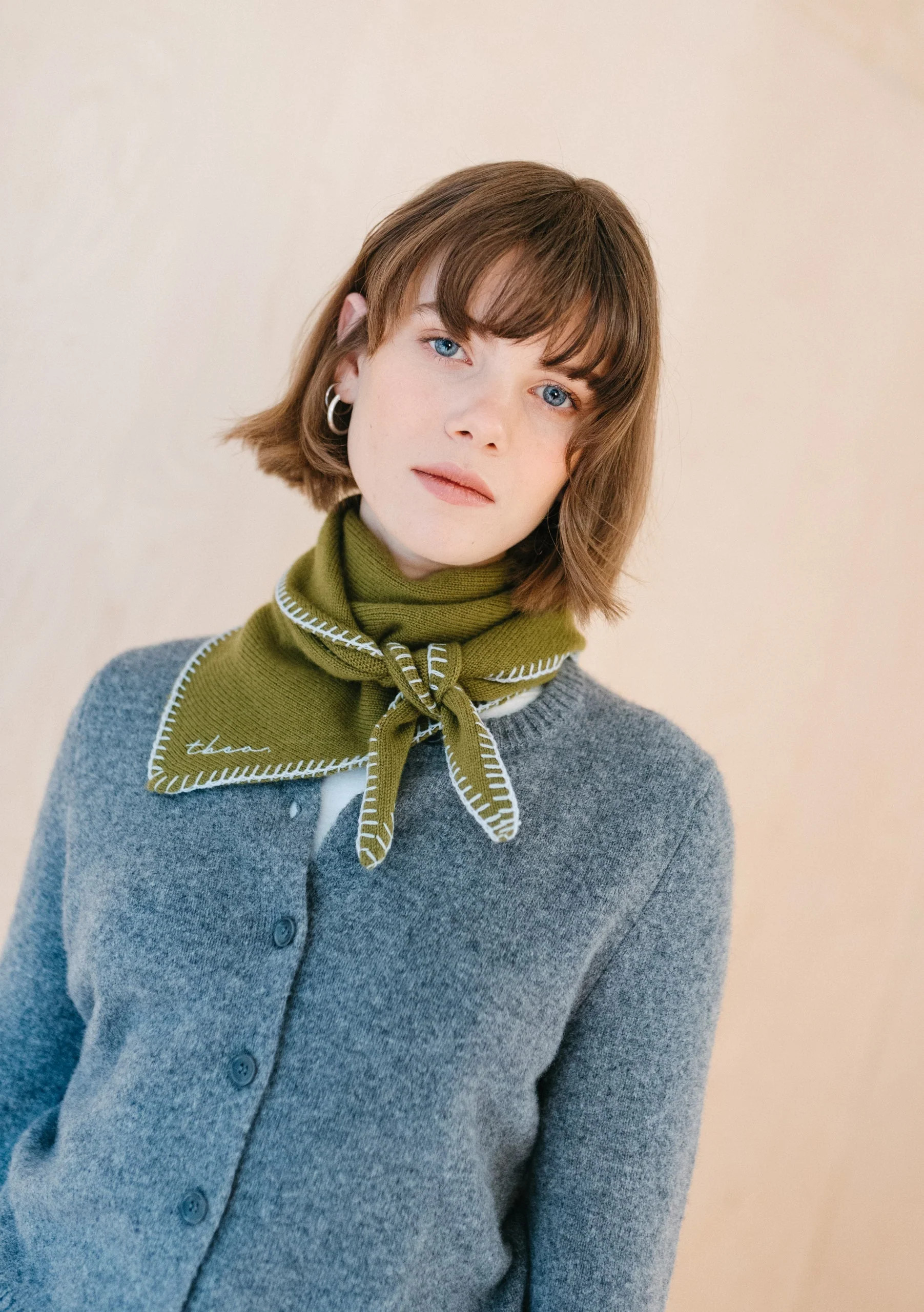 Merino Triangle Scarf in Green | The Tartan Blanket Co.