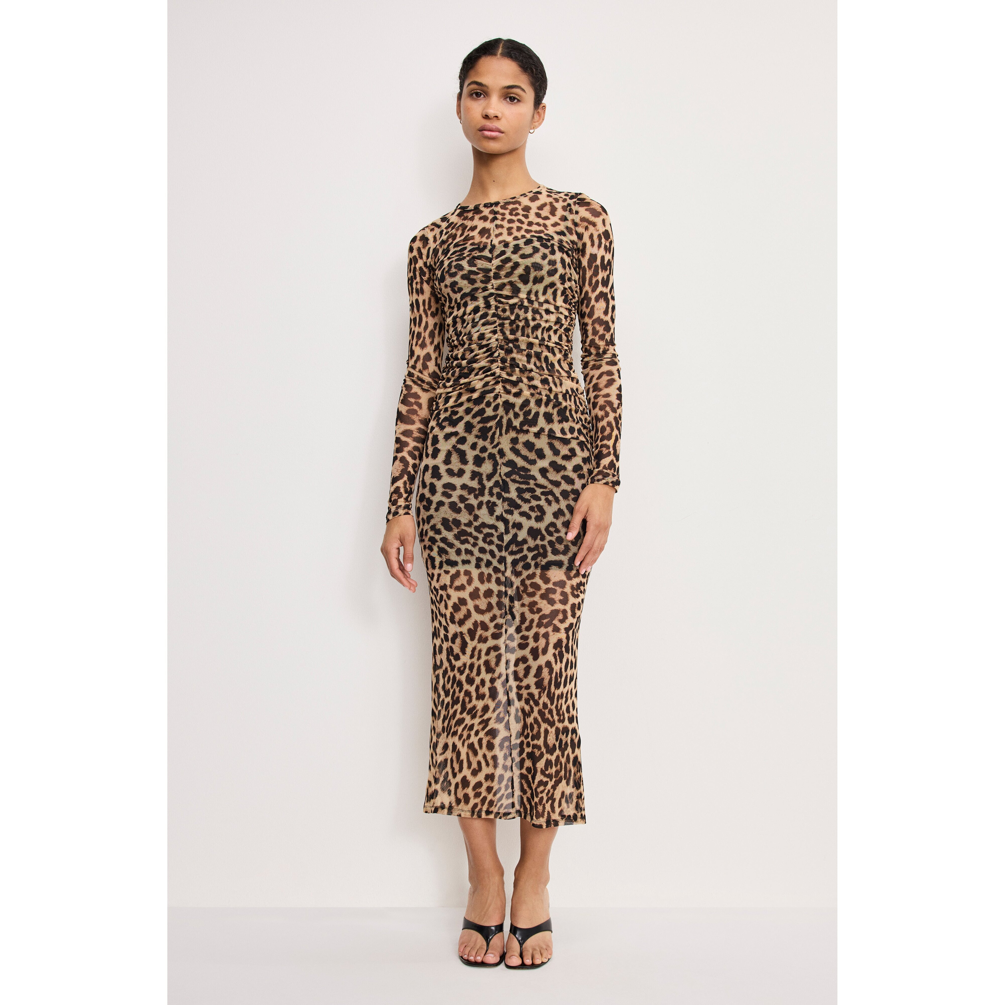 Women's Mesh Ruched Maxi Dress | Lucky Leopard Size Small | Good American by Khlo� Kardashian | Good American