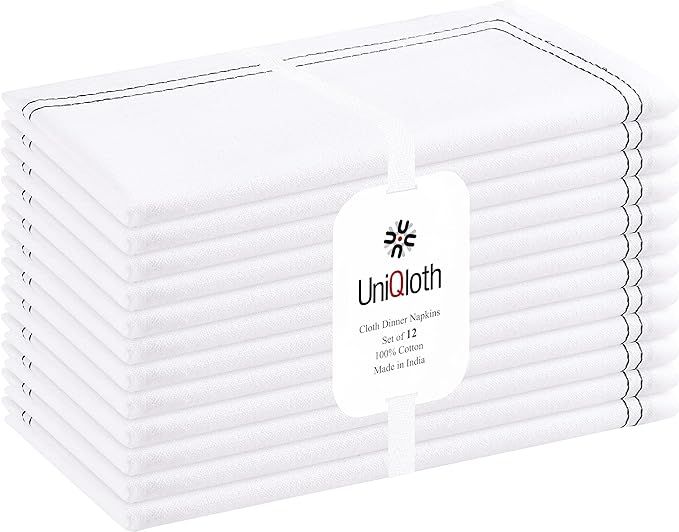 UniQloth Set of 12 Cloth Dinner Napkins Cotton - Soft Durable Washable Reusable Table Dinner Napk... | Amazon (US)
