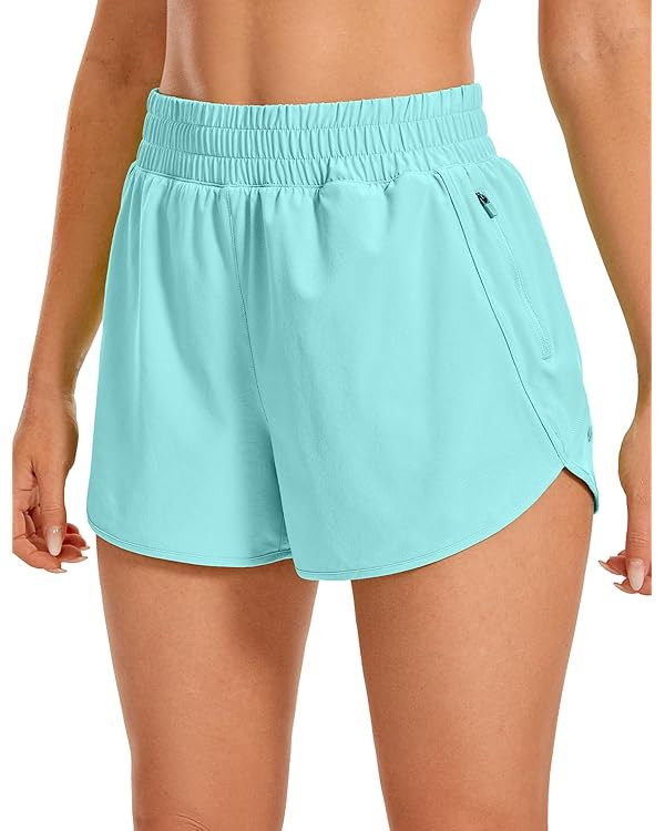 CRZ YOGA Womens High Waisted Running Shorts Mesh Liner 3'' Dolphin Quick Dry for Athletic Gym Tra... | Amazon (US)