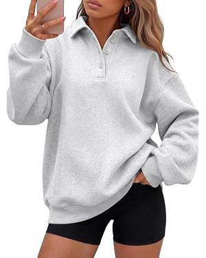 Trendy Queen Womens Oversized Sweatshirts Polo Fleece Pullover Fall Hoodies | Amazon (US)