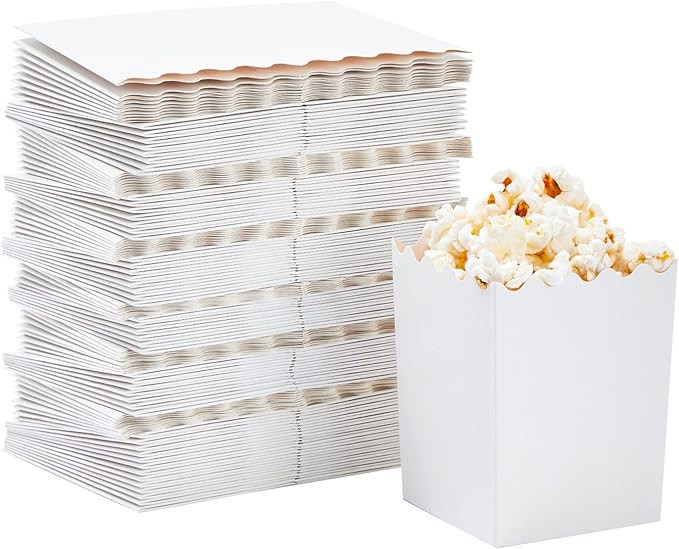 Juvale 100 Pack Mini Popcorn Boxes for Party, Bulk White Popcorn Containers for Movie Night Decor... | Amazon (US)