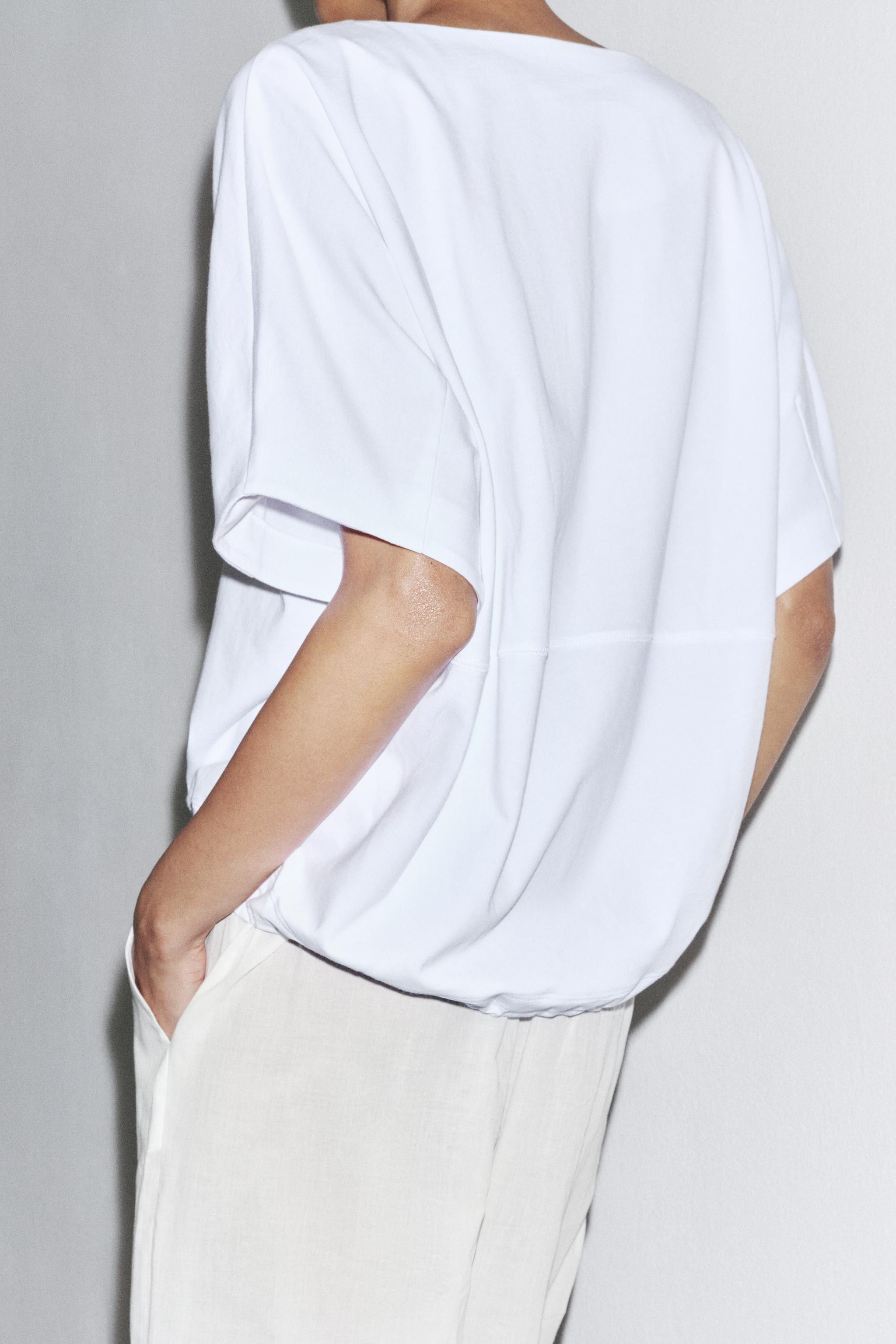 COTTON GATHERED T-SHIRT | Zara UK