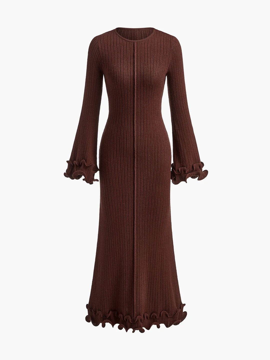 Piping Ruffle Drawstring Knit Dress | Commense